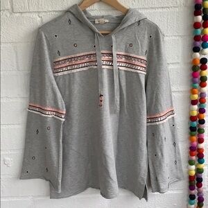 Style & Co Aztec Pullover Hoodie Top sz M